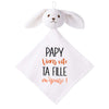Doudou Bébé Lapin Humour Papy Fille Gaze de Coton Cadeau Baby Shower