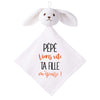 Doudou Bébé Lapin Humour Pepe Fille Gaze de Coton Cadeau Baby Shower