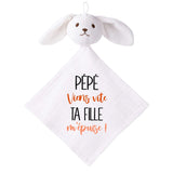 Doudou Bébé Lapin Humour Pepe Fille Gaze de Coton Cadeau Baby Shower