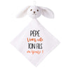 Doudou Bébé Lapin Humour Pepe Fils Gaze de Coton Cadeau Baby Shower