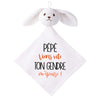 Doudou Bébé Lapin Humour Pepe Gendre Gaze de Coton Cadeau Baby Shower