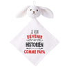 Doudou Bébé Lapin Je Veux Devenir Historien comme Papa Gaze de Coton Cadeau Baby Shower