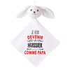 Doudou Bébé Lapin Je Veux Devenir Huissier comme Papa Gaze de Coton Cadeau Baby Shower