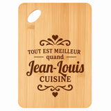 Planche bambou gravée personnalisée homme idée cadeau Fête des Pères apéro 30×20 prénom cuisine plateau fromage anniversaire noel papa papi 