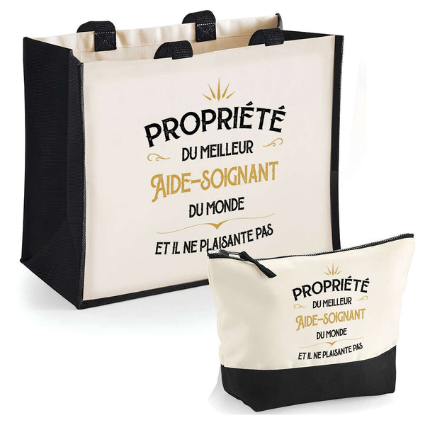 Cabas homme sac plage ou shopping tote bag pochette trousse Idée cadeau original pour anniversaire Noël travail départ retraite collègue famille fetes des pères papa papi