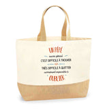 Sac Jute Fête des Mères Fêtes des Pères Mamie Papi Famille Idée Cadeau anniversaire Noël Travail Boulot Métier Départ Retraite Collègue Femme Homme