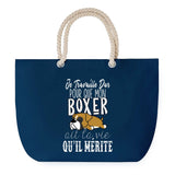 Sac de plage Bleu anse corde Boxer Travailler Dur pour mon Chien