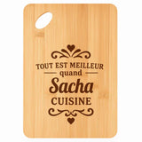 Planche bambou gravée personnalisée homme idée cadeau Fête des Pères apéro 30×20 prénom cuisine plateau fromage anniversaire noel papa papi 
