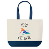 Sac de shopping bleu Ski c'est la Vie