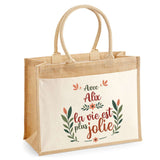 Sac Fête des Mères Mamie Famille Idée Cadeau anniversaire Noël Travail Boulot Métier Départ Retraite Collègue Femme cabas shopping plage