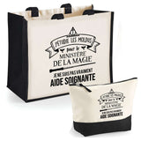 Cabas femme sac plage ou shopping tote bag pochette trousse Idée cadeau original pour anniversaire Noël travail départ retraite collègue famille fete des mères maman mamie