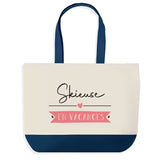 Sac de shopping bleu Skieuse en Vacances