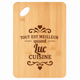 Planche bambou gravée personnalisée homme idée cadeau Fête des Pères apéro 30×20 prénom cuisine plateau fromage anniversaire noel papa papi 