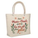 Sac Fête des Mères Mamie Famille Idée Cadeau anniversaire Noël Travail Boulot Métier Départ Retraite Collègue Femme cabas shopping plage