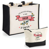 Cabas femme sac plage ou shopping tote bag pochette trousse Idée cadeau original pour anniversaire Noël travail départ retraite collègue famille fete des mères maman mamie