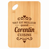 Planche bambou gravée personnalisée homme idée cadeau Fête des Pères apéro 30×20 prénom cuisine plateau fromage anniversaire noel papa papi 