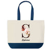 Sac de shopping bleu Sylviane Lettre Fleur