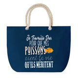 Sac de plage Bleu anse corde Poisson Travailler Dur