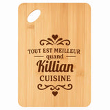 Planche bambou gravée personnalisée homme idée cadeau Fête des Pères apéro 30×20 prénom cuisine plateau fromage anniversaire noel papa papi 