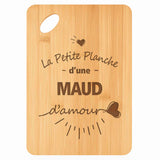 Planche bambou gravée personnalisée femme idée cadeau Fête des Mères apéro 30×20 prénom cuisine plateau fromage anniversaire noel maman mamie