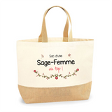 Sac Jute Fête des Mères Fêtes des Pères Mamie Papi Famille Idée Cadeau anniversaire Noël Travail Boulot Métier Départ Retraite Collègue Femme Homme