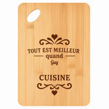 Planche bambou gravée personnalisée homme idée cadeau Fête des Pères apéro 30×20 prénom cuisine plateau fromage anniversaire noel papa papi 