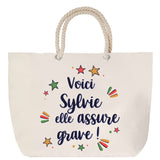 Sac Fête des Mères Mamie Famille Idée Cadeau anniversaire Noël Travail Boulot Métier Départ Retraite Collègue Femme cabas shopping plage