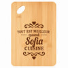 Planche bambou gravée personnalisée femme idée cadeau Fête des Mères apéro 30×20 prénom cuisine plateau fromage anniversaire noel maman mamie