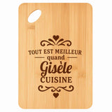 Planche bambou gravée personnalisée femme idée cadeau Fête des Mères apéro 30×20 prénom cuisine plateau fromage anniversaire noel maman mamie