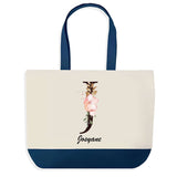Sac de shopping bleu Josyane Lettre Fleur