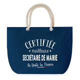 Sac de plage Bleu anse corde Certifiée meilleure Secrétaire de Mairie