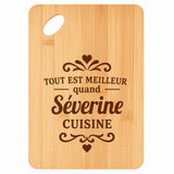 Planche bambou gravée personnalisée femme idée cadeau Fête des Mères apéro 30×20 prénom cuisine plateau fromage anniversaire noel maman mamie