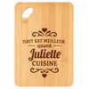 Planche bambou gravée personnalisée femme idée cadeau Fête des Mères apéro 30×20 prénom cuisine plateau fromage anniversaire noel maman mamie