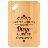 Planche bambou gravée personnalisée homme idée cadeau Fête des Pères apéro 30×20 prénom cuisine plateau fromage anniversaire noel papa papi 