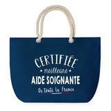 Sac de plage Bleu anse corde Certifiée meilleure Aide Soignante