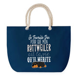 Sac de plage Bleu anse corde Rottweiler Travailler Dur pour mon Chien