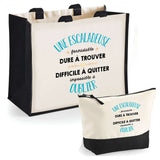Cabas femme sac plage ou shopping tote bag pochette trousse Idée cadeau original pour anniversaire Noël travail départ retraite collègue famille fete des mères maman mamie