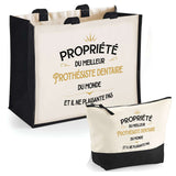 Cabas homme sac plage ou shopping tote bag pochette trousse Idée cadeau original pour anniversaire Noël travail départ retraite collègue famille fetes des pères papa papi