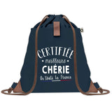 Sac à Dos Bleu avec Pochette Certifiée meilleure Chérie