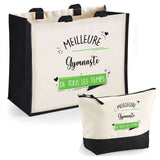 Cabas femme sac plage ou shopping tote bag pochette trousse Idée cadeau original pour anniversaire Noël travail départ retraite collègue famille fete des mères maman mamie