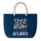 Sac de plage Bleu anse corde Abyssin Travailler Dur pour mon Chat