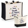 Sac Fête des Mères Mamie Famille Idée Cadeau anniversaire Noël Travail Boulot Métier Départ Retraite Collègue Femme cabas shopping plage