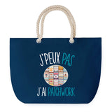 Sac de plage Bleu anse corde J'peux Pas Patchwork