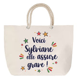 Sac Fête des Mères Mamie Famille Idée Cadeau anniversaire Noël Travail Boulot Métier Départ Retraite Collègue Femme cabas shopping plage