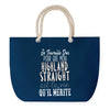 Sac de plage Bleu anse corde Highland Straight Travailler Dur pour mon Chat