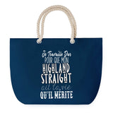 Sac de plage Bleu anse corde Highland Straight Travailler Dur pour mon Chat