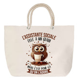 Sac Fête des Mères Mamie Famille Idée Cadeau anniversaire Noël Travail Boulot Métier Départ Retraite Collègue Femme cabas shopping plage
