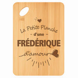 Planche bambou gravée personnalisée femme idée cadeau Fête des Mères apéro 30×20 prénom cuisine plateau fromage anniversaire noel maman mamie