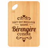Planche bambou gravée personnalisée femme idée cadeau Fête des Mères apéro 30×20 prénom cuisine plateau fromage anniversaire noel maman mamie