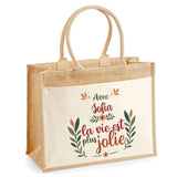 Sac Fête des Mères Mamie Famille Idée Cadeau anniversaire Noël Travail Boulot Métier Départ Retraite Collègue Femme cabas shopping plage